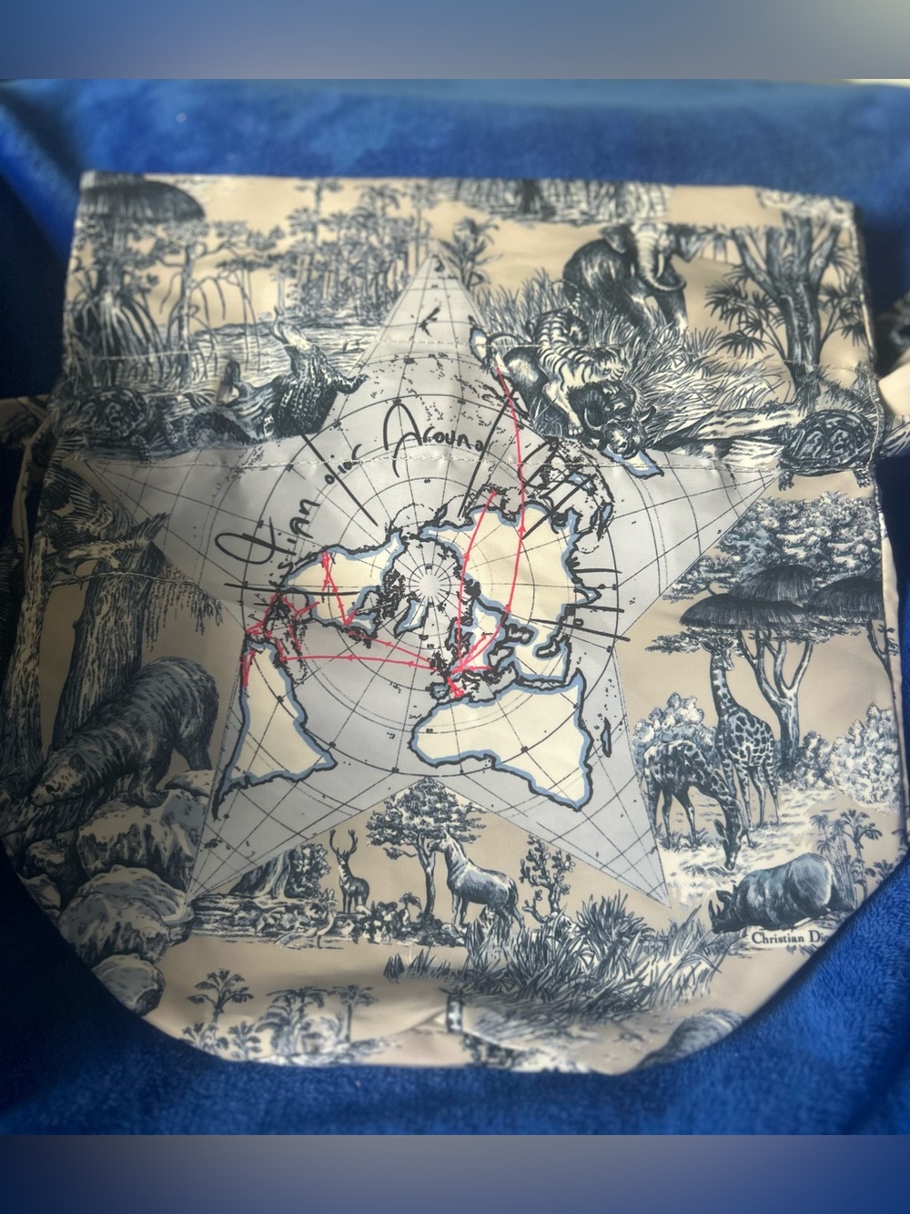 Christian Dior Beauty "Around the World" Drawstring Pouch Bag.